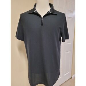 Kenneth Cole "Awareness" Mens Slim Fit 1/4 Zip Polo Shirt Black Size M NWOT